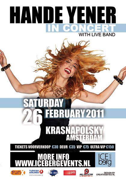 Hande Yener in concert with live band (Amsterdam)